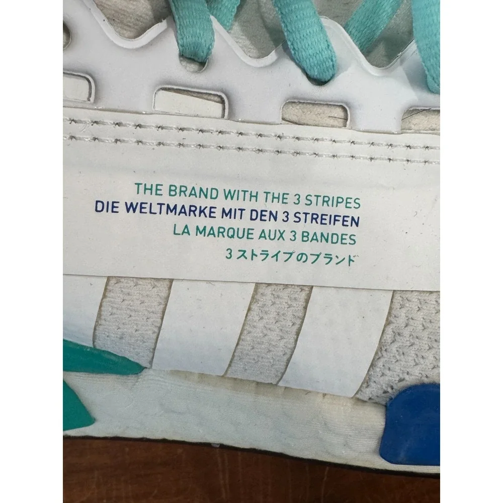 Adidas NMD R1 White Blue Green Boost Sneakers‎ Men's Size 7.5 Running Shoes